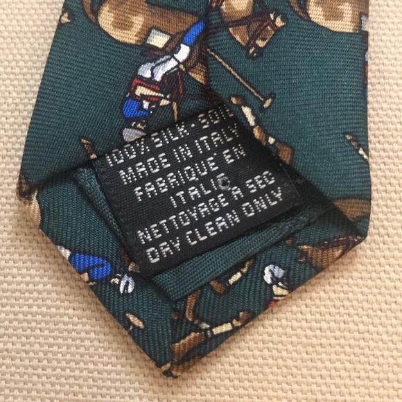 Polo Player 100% Silk made in Italy Green - Picture 5 of 5